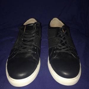 Black Leather Low-Top Sneakers